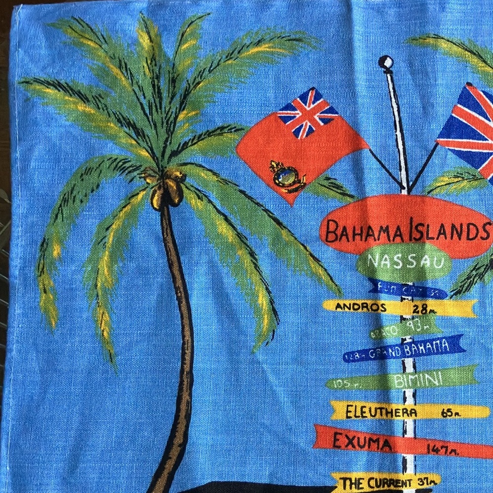Vintage dead stock linen tea towel souvenir Nassau Bahamas 60s 70s - Picture 14 of 16